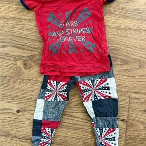 Kickee Pants Red and Navy Stars & Stripes Pajama Set